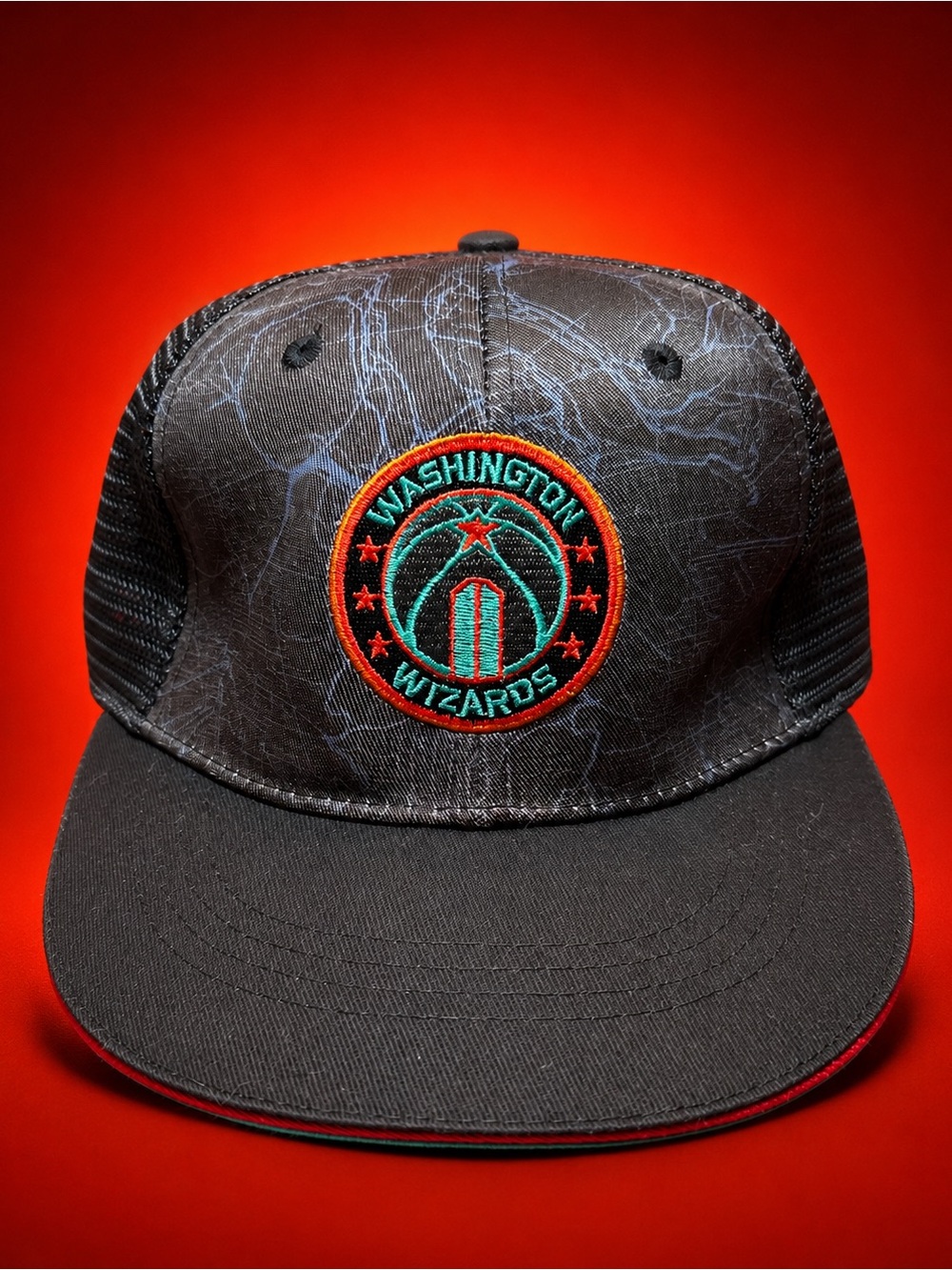 Washington Wizards Black Snapback Hat with Teal & Red Patch